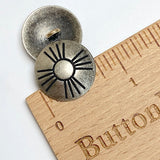 Sun Zia 3/4" Nickel Silver Medium Shine Shank Back Button, Thicker Black Lines  #SW-336A