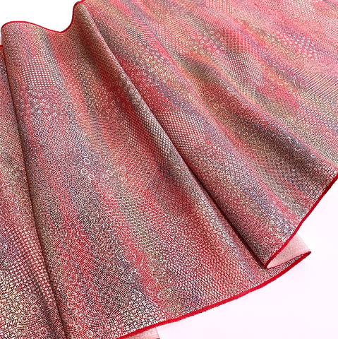 Rainbow Watermelon Intricate Tiny Overall Komon Print, Vintage Kimono Silk from Japan, 14" x 62" #1217