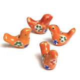 Re-Stocked, Orange Star-Bird Porcelain Bead, 3/4"   #LP-02