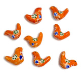 Re-Stocked, Orange Star-Bird Porcelain Bead, 3/4"   #LP-02