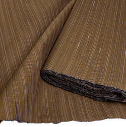 Remnant, Olive-Brown Slubby Yarn Dye Stripe Vintage Cotton from Japan, 1/2 Yard   #246