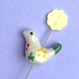 White Star-Bird Porcelain Bead, 3/4" #LP-04