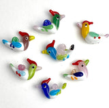 Re-Stocked, Glass Bird Beads Handmade Lampwork Mixed Colors 1-1/8" x 3/4"   #LP-05