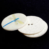 SALE Dragonfly Large 1-1/2" Porcelain Round 2 Hole Button, White/Blue, Handmade in London by Kate Holliday