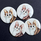 SALE- Brown Tabby, White Chest Porcelain Cat 2-Hole Button 1-1/8" Kitty, by Kate Holliday