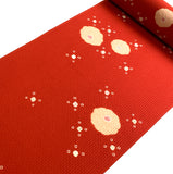 Sale, Red-Orange Crinkle Shibori Blossoms Textured Vintage Kimono Silk from Japan By the Yard #217