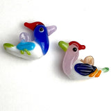 Re-Stocked, Glass Bird Beads Handmade Lampwork Mixed Colors 1-1/8" x 3/4"   #LP-05