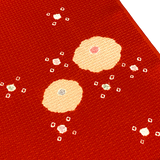 Sale, Red-Orange Crinkle Shibori Blossoms Textured Vintage Kimono Silk from Japan By the Yard #217