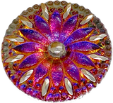 Running Low, Large Magenta / Orange Dichroic Flower Czech Glass Button 1-1/4"  #CZ-002