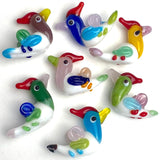 Re-Stocked, Glass Bird Beads Handmade Lampwork Mixed Colors 1-1/8" x 3/4"   #LP-05