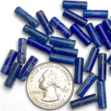 Re-Stocked at Lower Price, Lapis Lazuli Cylinder 1/2" Tube Beads, Natural Royal Blue, 12mm x 4mm. Half Strand: Pack of 12 Beads.  #LP-06