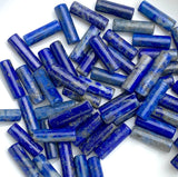 Re-Stocked at Lower Price, Lapis Lazuli Cylinder 1/2" Tube Beads, Natural Royal Blue, 12mm x 4mm. Half Strand: Pack of 12 Beads.  #LP-06