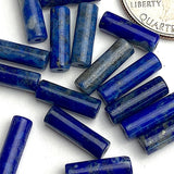 Re-Stocked at Lower Price, Lapis Lazuli Cylinder 1/2" Tube Beads, Natural Royal Blue, 12mm x 4mm. Half Strand: Pack of 12 Beads.  #LP-06