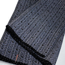 Full Bolt of Still-Folded Blue-Gray-Black Ikat Diamonds Vintage Kimono Silk from Japan, Approx. 9 Yards #218