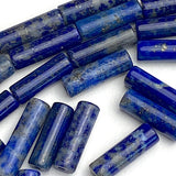 Re-Stocked at Lower Price, Lapis Lazuli Cylinder 1/2" Tube Beads, Natural Royal Blue, 12mm x 4mm. Half Strand: Pack of 12 Beads.  #LP-06