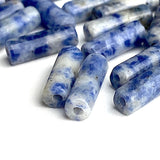 Blue Spot Jasper Gemstone Cylinder Tube Beads, 13mm x 4mm, Strand of 27-30 Beads  #LP-07