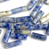 Blue Spot Jasper Gemstone Cylinder Tube Beads, 13mm x 4mm, Strand of 27-30 Beads  #LP-07