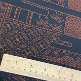 Red-Orange + Black Complex Ikat Vintage Kimono Silk from Japan By the Yard  #220