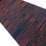 Red-Orange + Black Complex Ikat Vintage Kimono Silk from Japan By the Yard  #220