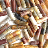 Crazy Lace Planetary Agate Gemstone Cylinder Tube Beads, 13mm x 4mm, 1/2" Long Bead, 15" Strand  #LP-08