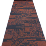 Red-Orange + Black Complex Ikat Vintage Kimono Silk from Japan By the Yard  #220