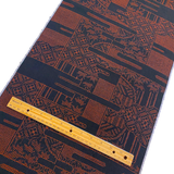 Red-Orange + Black Complex Ikat Vintage Kimono Silk from Japan By the Yard  #220