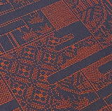 Red-Orange + Black Complex Ikat Vintage Kimono Silk from Japan By the Yard  #220