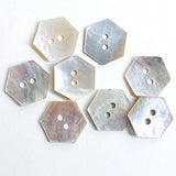 Re-Stocked, Hexagon Moonrise Mother of Pearl Buttons 1/2" / 9/16", Iridescent, Pack of 48 for $7.00  #LP-09-48