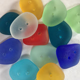 White Faux Seaglass Button, Tumbled Recycled Glass, 3/4" - 7/8"
