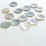 Hexagon Moonrise Mother of Pearl Buttons 7/16"- 1/2", Iridescent, Pack of 12 for $5.00  #LP-10