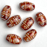 Tribal Acorn Hand Made Chubby Oval Porcelain Bead 5/8" / 15mm,  #LP-11