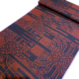 Red-Orange + Black Complex Ikat Vintage Kimono Silk from Japan By the Yard  #220