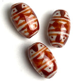 Tribal Acorn Hand Made Chubby Oval Porcelain Bead 5/8" / 15mm,  #LP-11