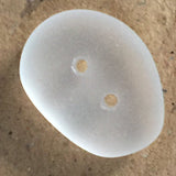 White Faux Seaglass Button, Tumbled Recycled Glass, 3/4" - 7/8"