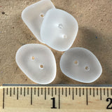 White Faux Seaglass Button, Tumbled Recycled Glass, 3/4" - 7/8"