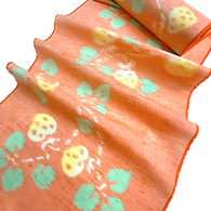 SALE, 95% Wool, Whitish Orange Ikat, Gingko Leaves, Vintage Kimono Fabric from Japan By the Yard  #223