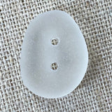 White Faux Seaglass Button, Tumbled Recycled Glass, 3/4" - 7/8"