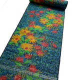 Bright Floral on Blues, Kimono Wool Blend? from Japan By the Yard #   #254