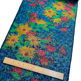 Bright Floral on Blues, Kimono Wool Blend? from Japan By the Yard #   #254