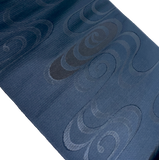 5 yards Vintage Obi Silk from Japan: Black Shiny Swirls on Sheer Featherweight Stripe, Unusual, Light #226