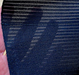 5 yards Vintage Obi Silk from Japan: Black Shiny Swirls on Sheer Featherweight Stripe, Unusual, Light #226