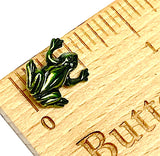 Running Low, Tiny Frog Button, Green Artisan Enamel Metal 1/2" from Susan Clarke #744
