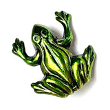 Running Low, Tiny Frog Button, Green Artisan Enamel Metal 1/2" from Susan Clarke #744