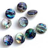 Re-Stocked, Abalone Shank Back Shell Button 5/8" 15mm Blues/Greens  # L66594