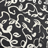 Black/Off-White Squiggly Tendrils Vintage Lightweight Hand-Painted? Silk Crepe from Japan, 13.5" x 41" from Japan  #225