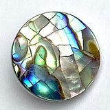 Re-Stocked, Abalone Shank Back Shell Button 5/8" 15mm Blues/Greens  # L66594