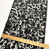 Black/Off-White Squiggly Tendrils Vintage Lightweight Hand-Painted? Silk Crepe from Japan, 13.5" x 41" from Japan  #225