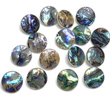 Re-Stocked, Abalone Shank Back Shell Button 5/8" 15mm Blues/Greens  # L66594