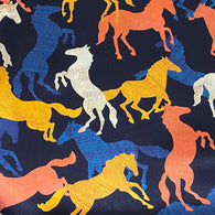 REMNANT, Horses 100% Silk Satin Charmeuse Print, 45" x 20" PIECE #1904