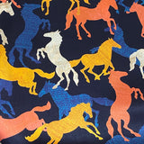 DEEPER SALE, Horses Print, Fall Tones + Black, 100% Silk Satin Charmeuse. 45" Wide, by the Yard  #1904
